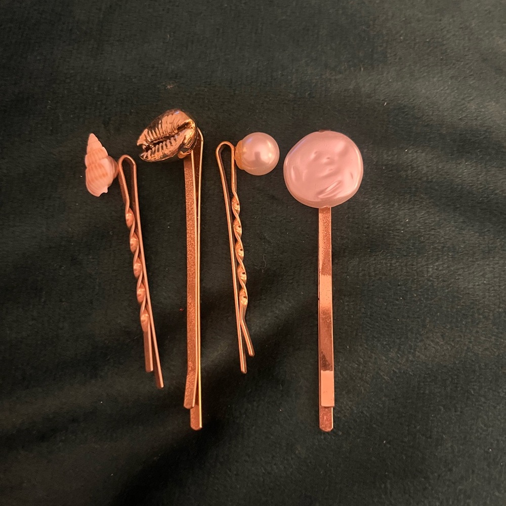 Set of 4 Gold Hair Pins with Accents